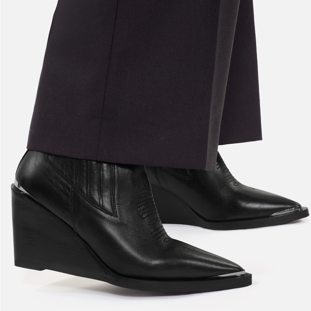 THE KOOPLES • Western Black Leather Wedge Boots